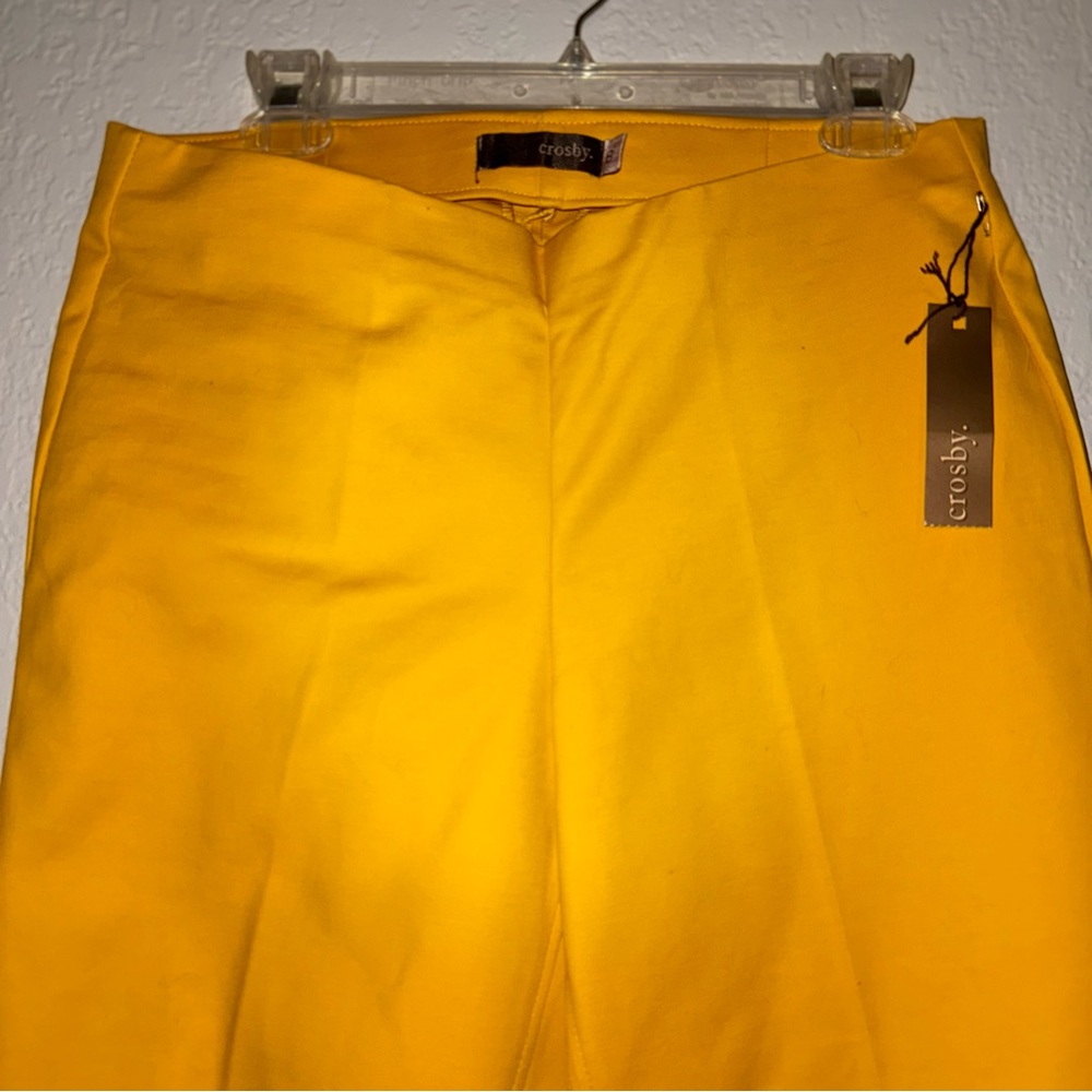 Crosby Pull On Pants Slacks Stretchy Canary Mustard Yellow Solid Career 8 Womens - Picture 3 of 7